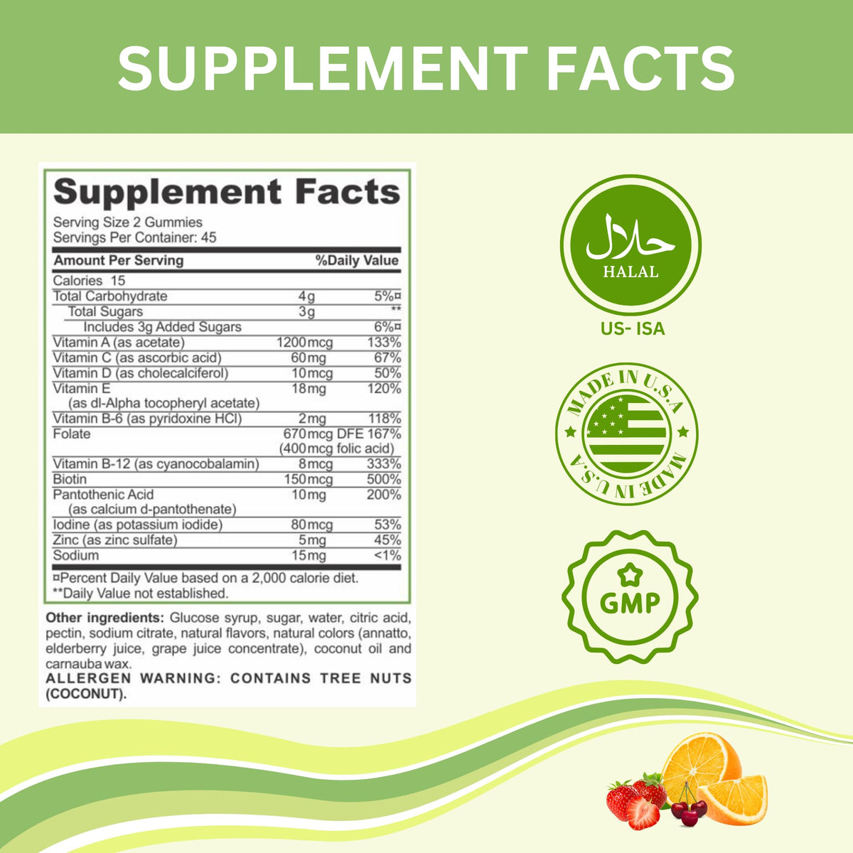 Gummies multivitamines halal GREEN FIELD NUTRITIONS texture douce