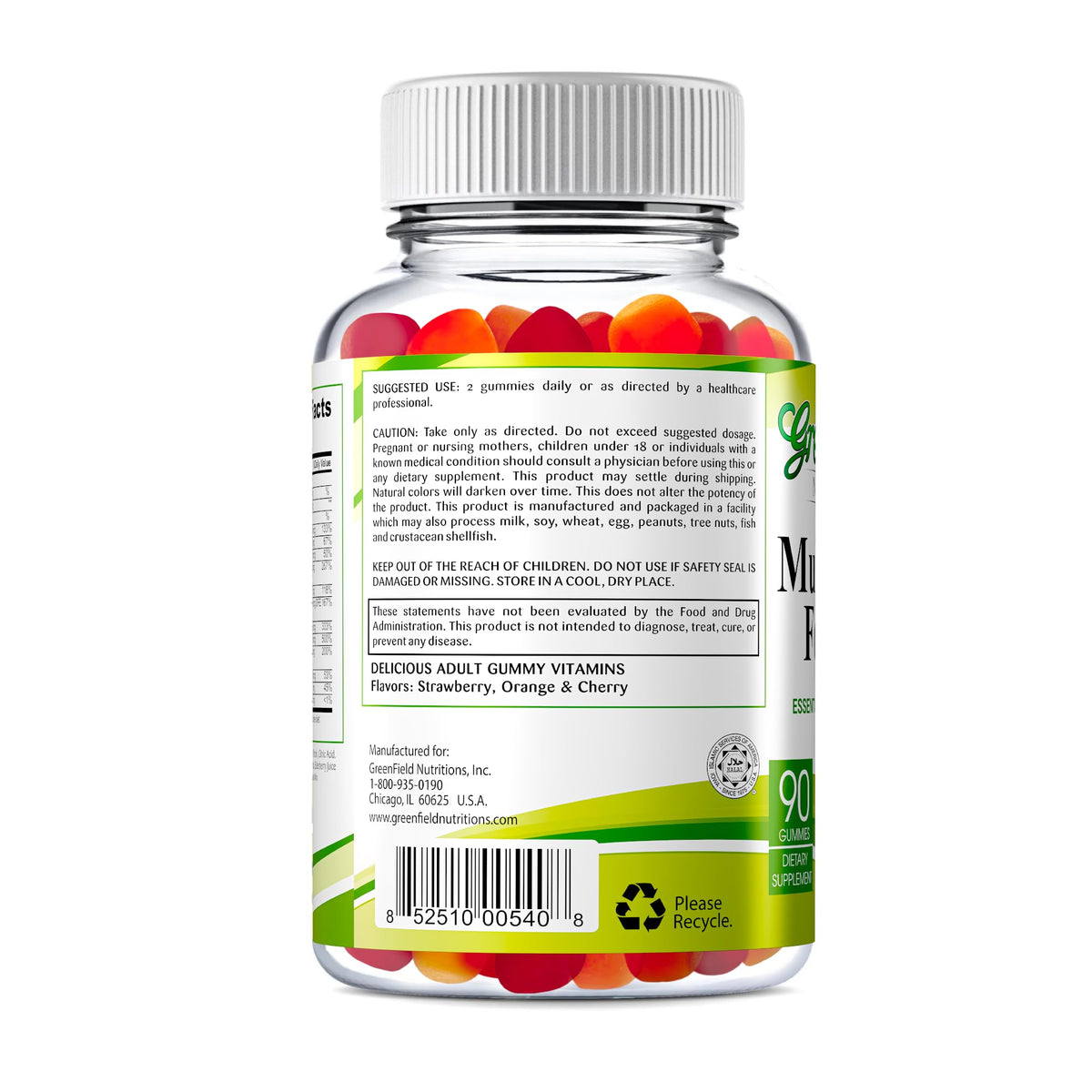 Gummies multivitamines halal GREEN FIELD NUTRITIONS vue de face