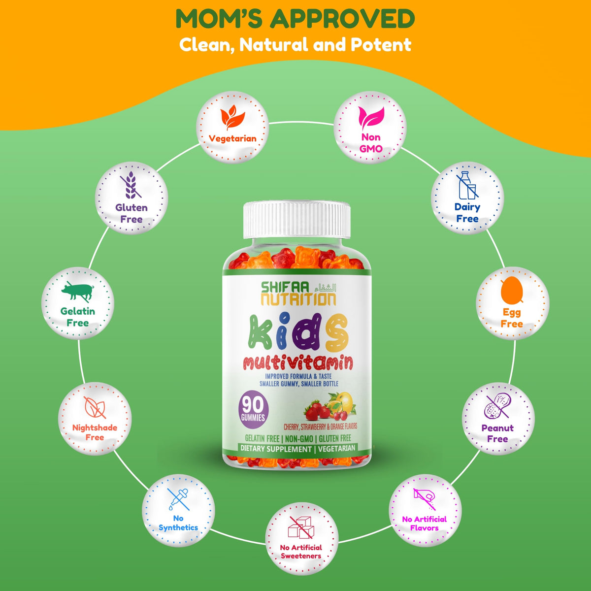 Gummies multivitamines Halal pour enfants dans une main d'enfant