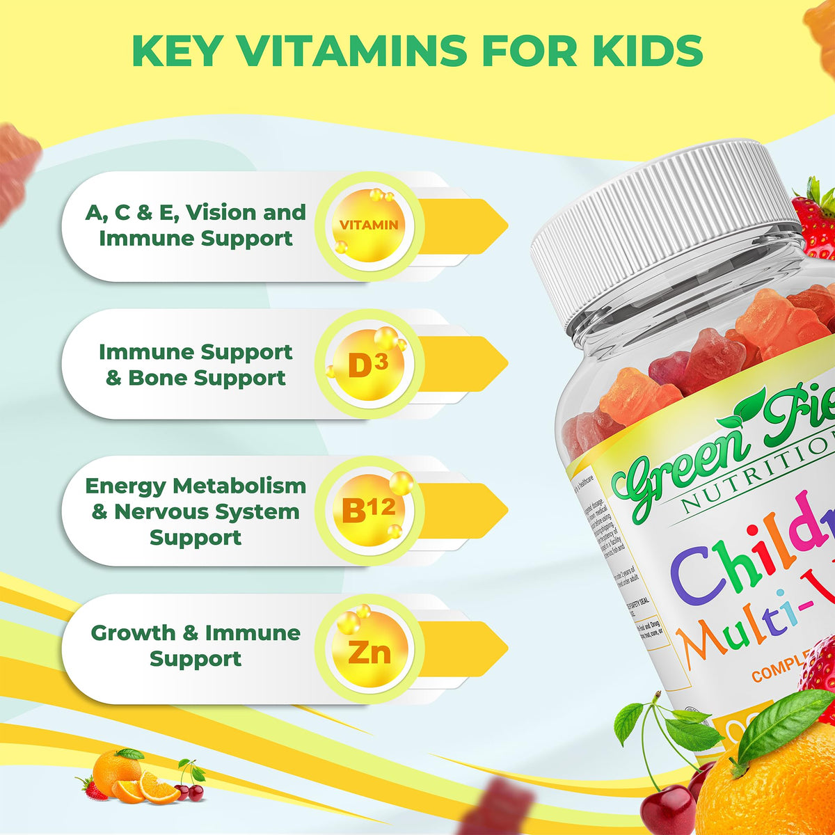 Gummies multivitamines halal sans gélatine, texture souple