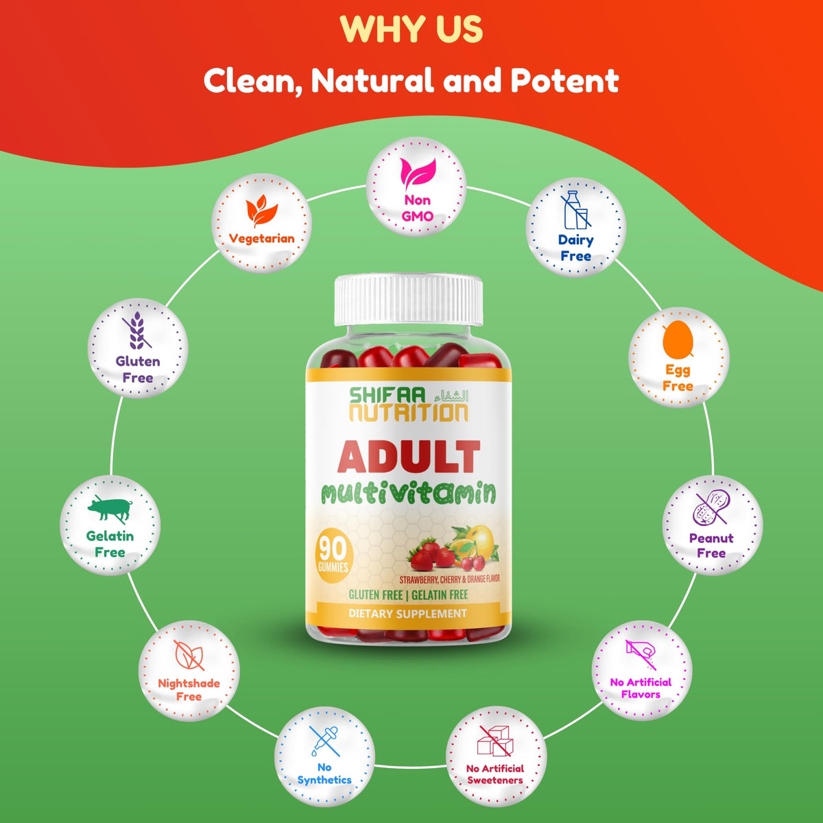 Gummies multivitamines Halal SHIFAA NUTRITION, ingrédients naturels