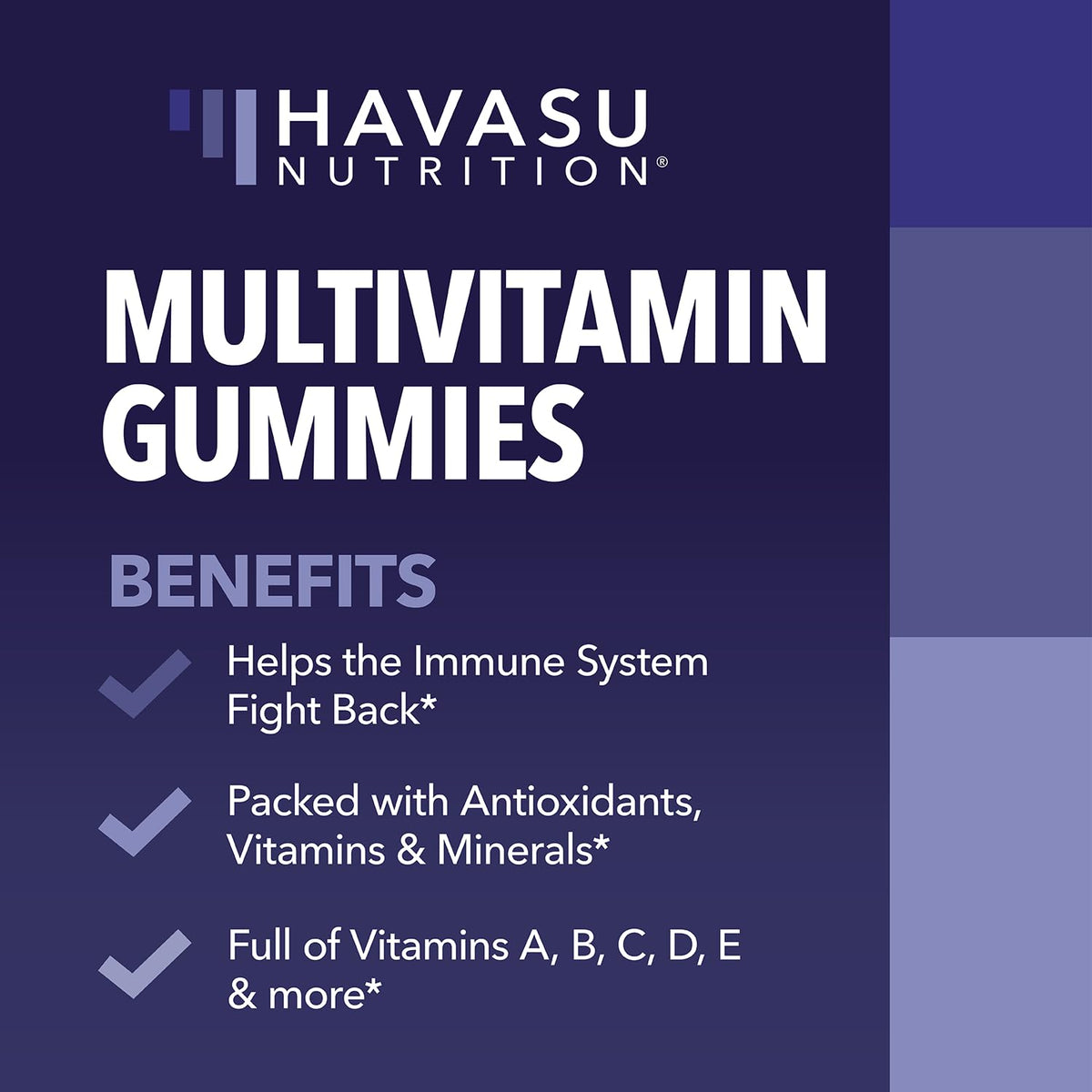 Gummies multivitamines HAVASU NUTRITION sur une table