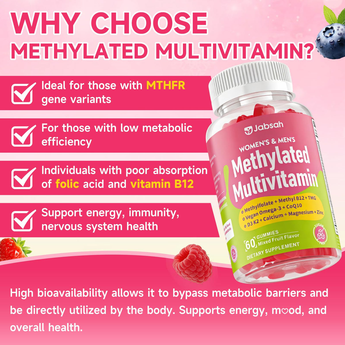 Gummies multivitamines Jabsah sur fond blanc