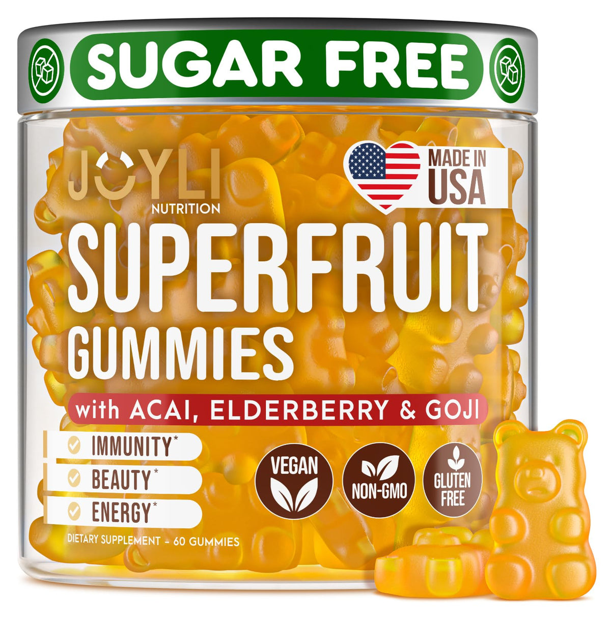 Gummies multivitamines JOYLI Nutrition 249g vue avant avec étiquette