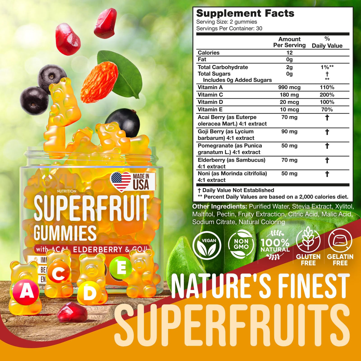 Gummies multivitamines JOYLI Nutrition dans un bol