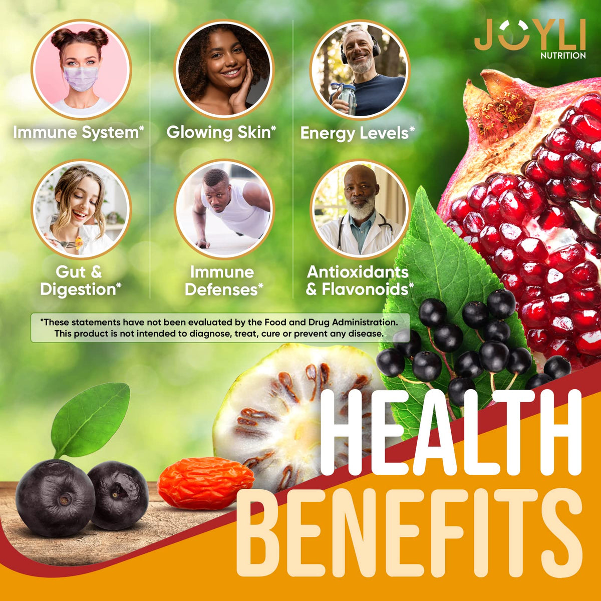 Gummies multivitamines JOYLI Nutrition en gros plan