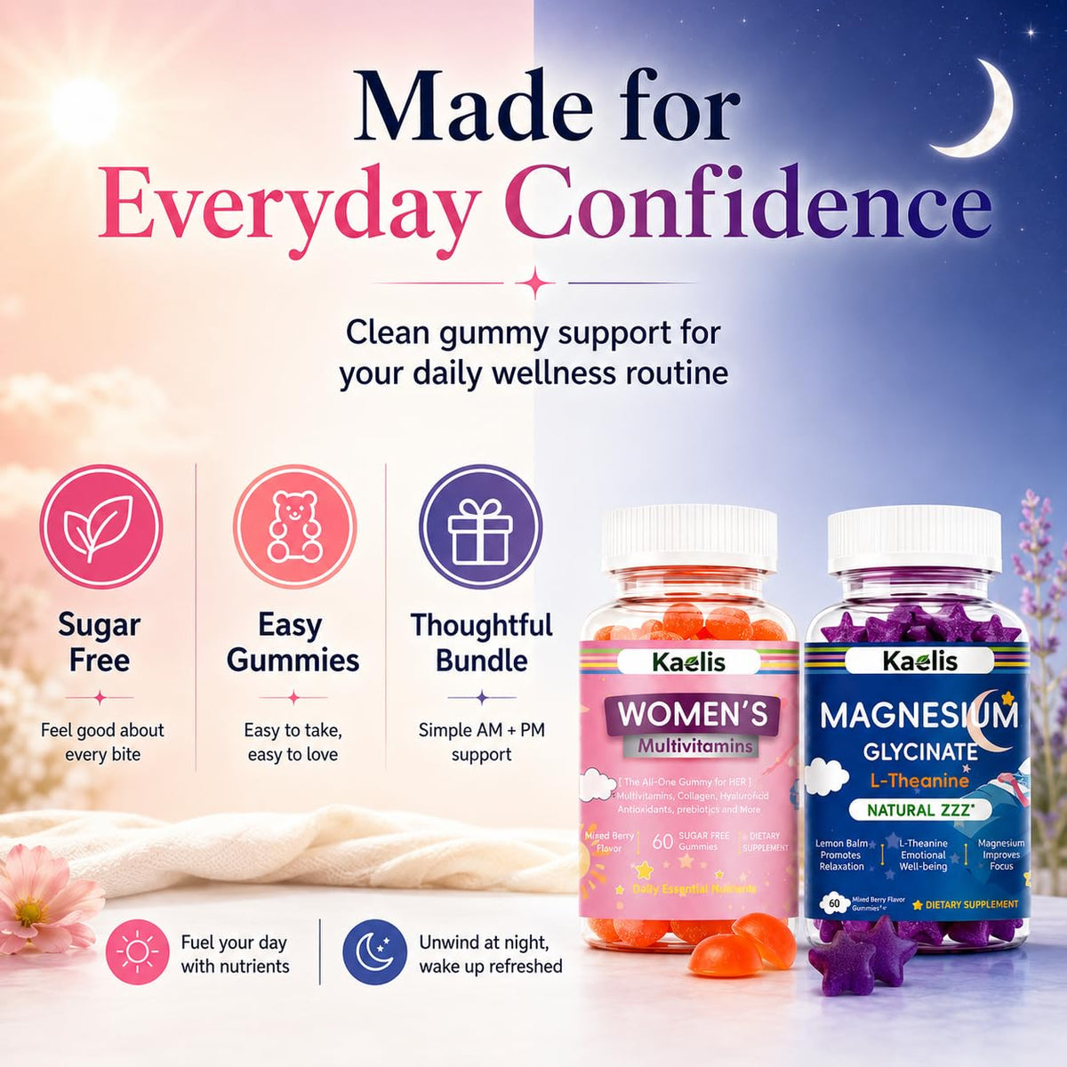 Gummies multivitamines Kaelis avec collagène et acide hyaluronique