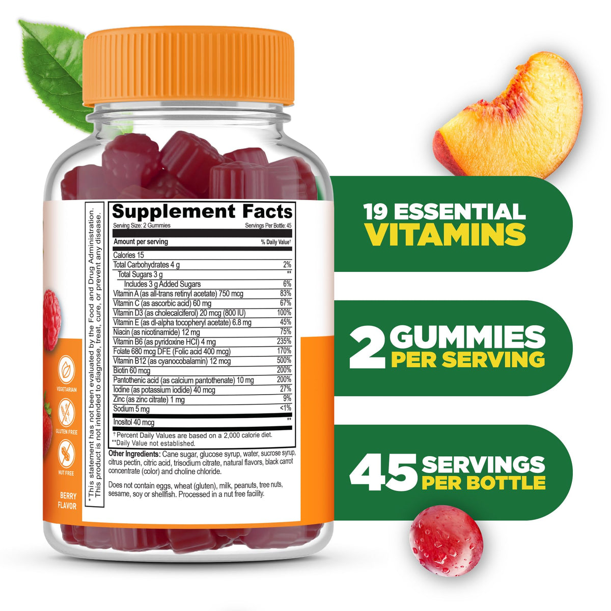 Gummies multivitamines Lifeable pour hommes, vue de près