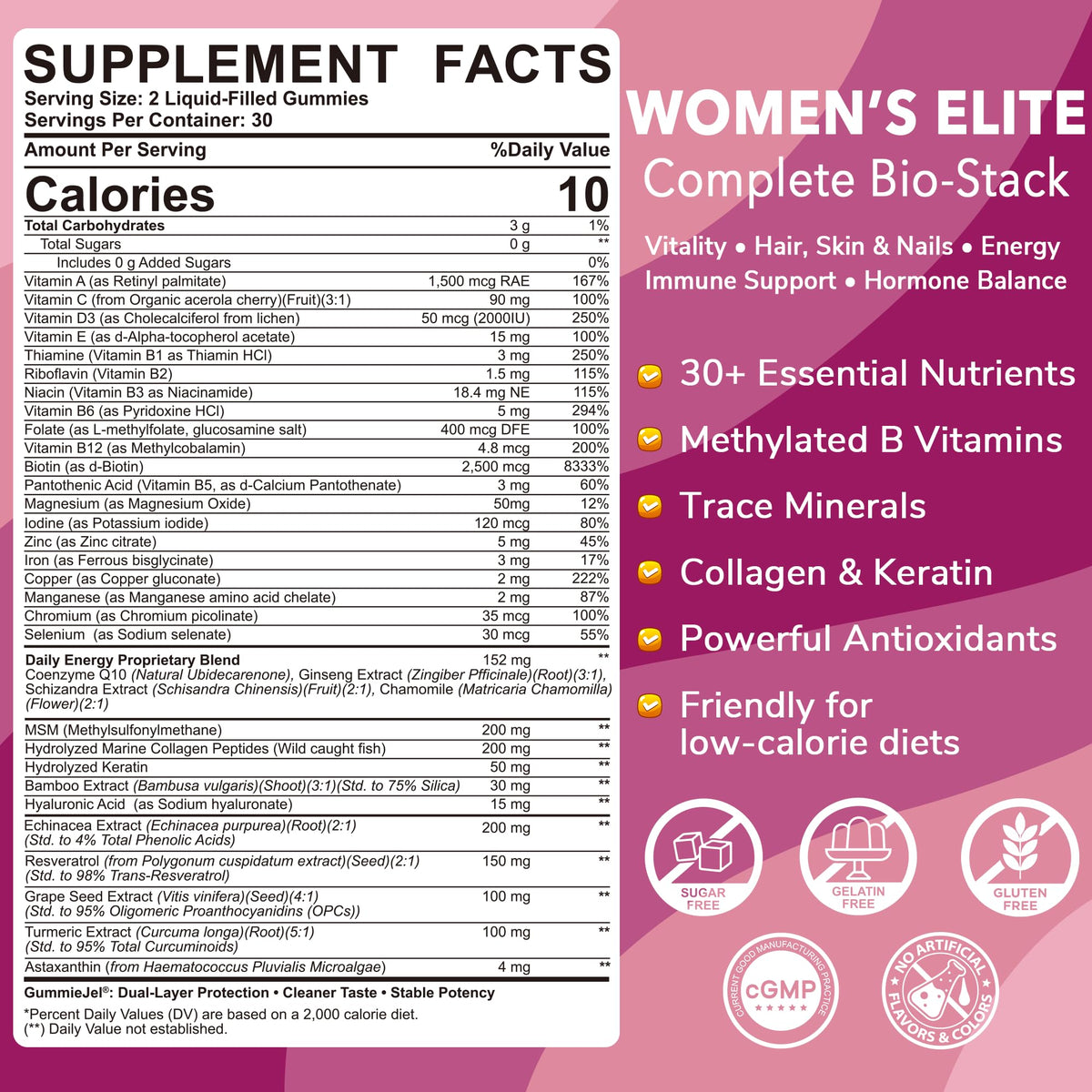 Gummies multivitamines LILICARE dans un pot transparent