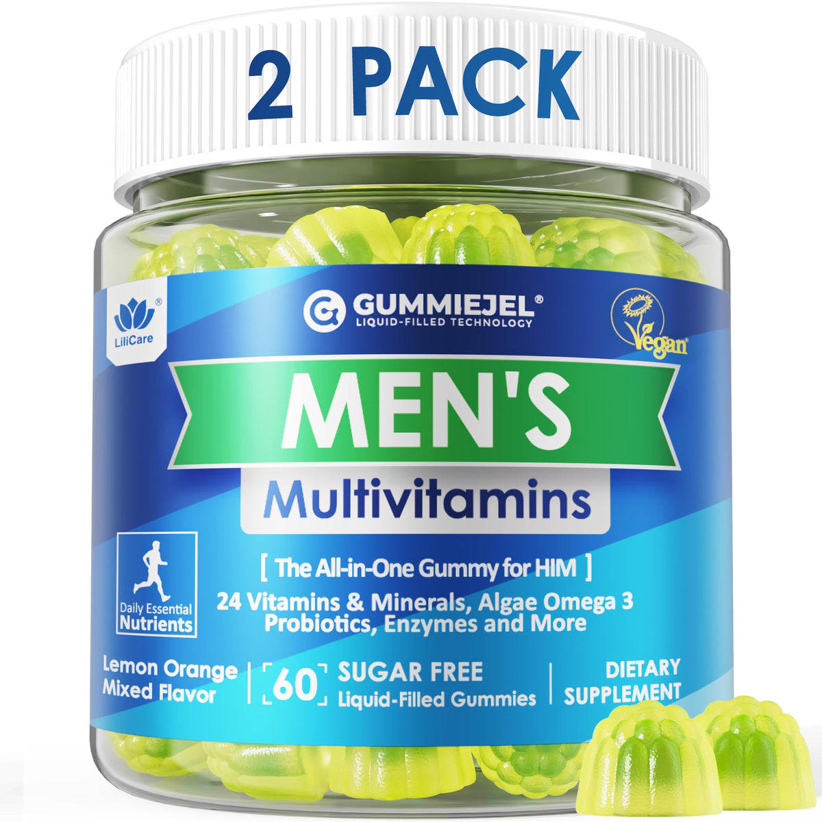 Gummies multivitamines LILICARE pour hommes, 120 unités, vue de face