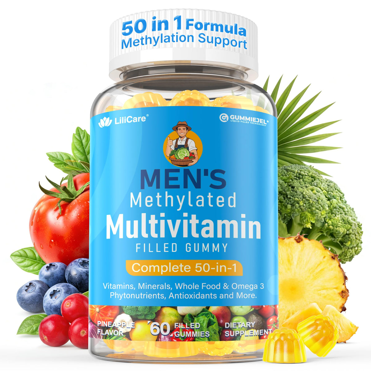 Gummies multivitaminés LILICARE pour hommes, vue de face