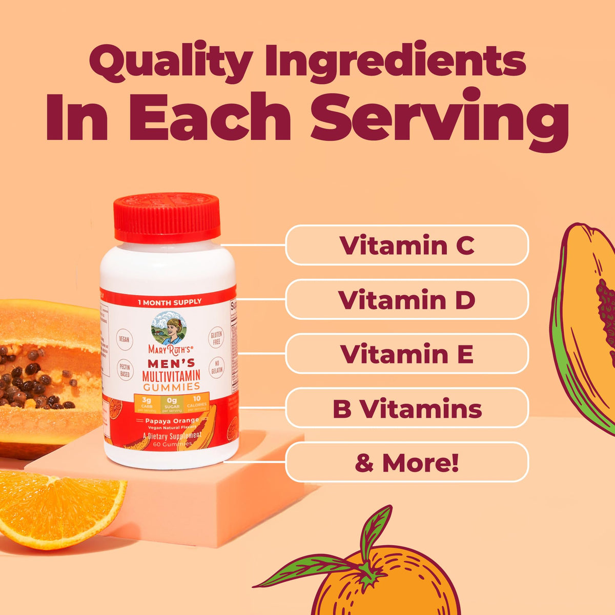 Gummies multivitamines MARYRUTH'S dans une main, prêt à être consommé