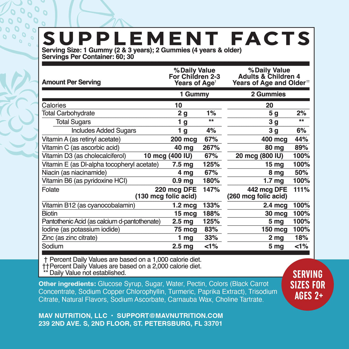 Gummies Multivitamines MAV NUTRITION sur une table, ambiance familiale