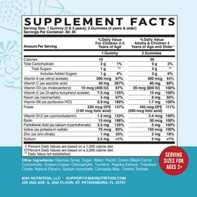 Gummies Multivitamines MAV NUTRITION sur une table, ambiance familiale