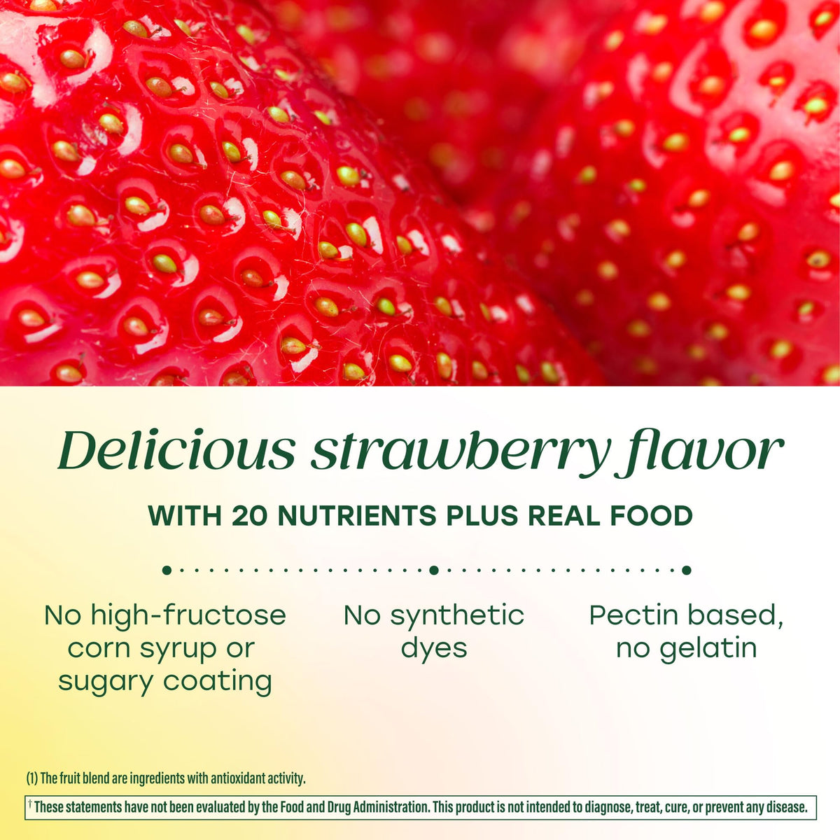 Gummies multivitamines MegaFood, texture et couleur de la gummy