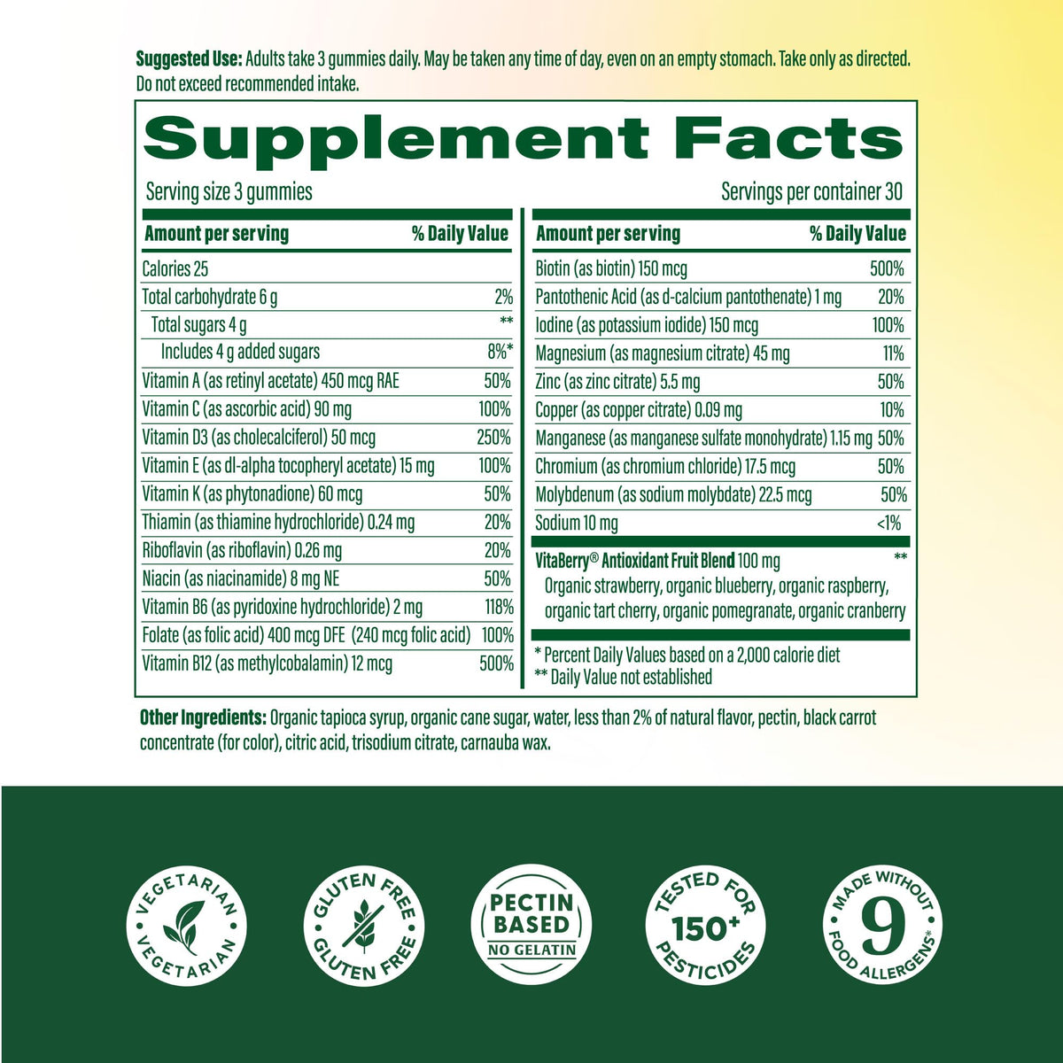 Gummies multivitamines MegaFood, vue de face avec étiquette