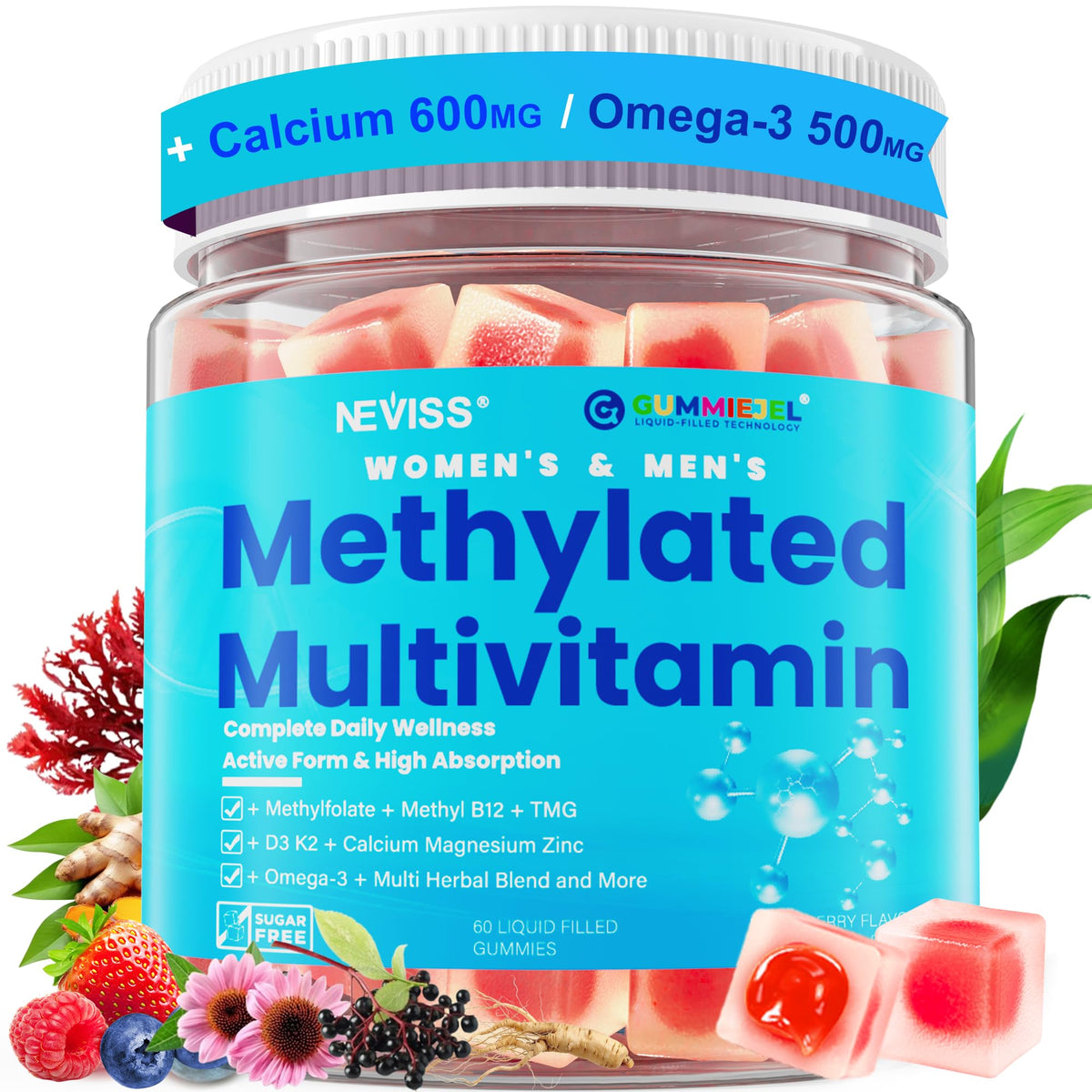 Gummies multivitamines methylées NEVISS en pot de 240g