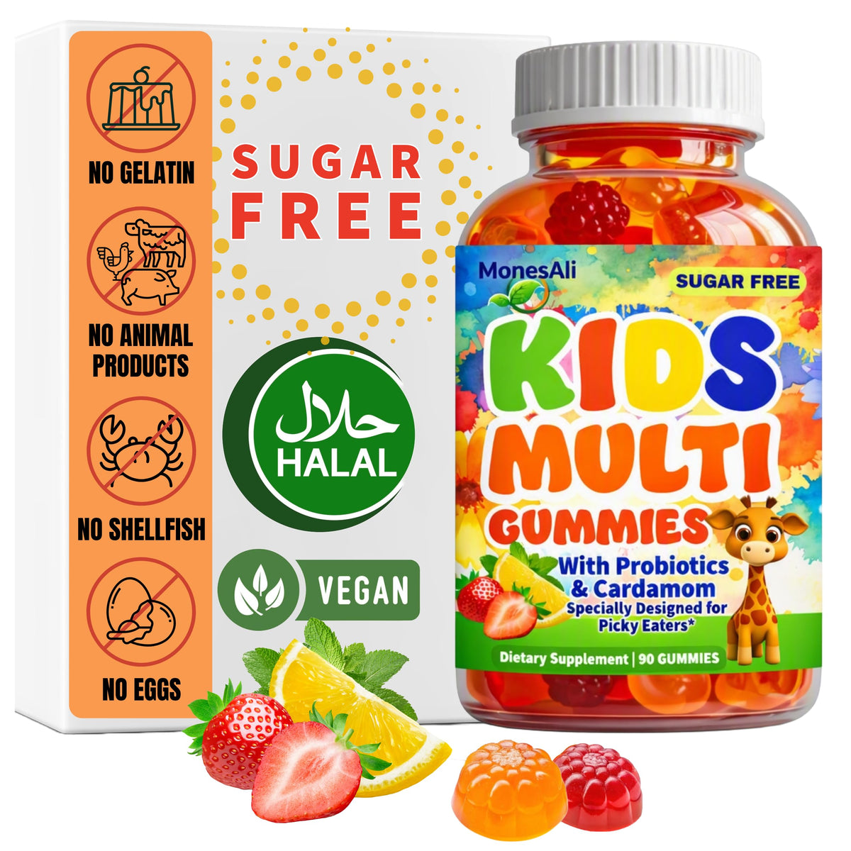 Gummies multivitamines MonesAli pour enfants saveur orange et fraise