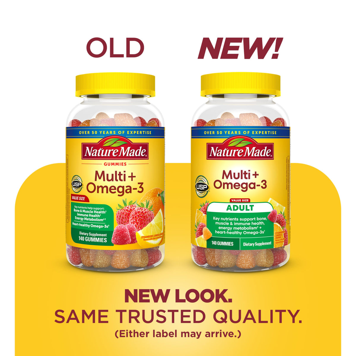 Gummies multivitaminés Nature Made avec Omega-3 dans un bol