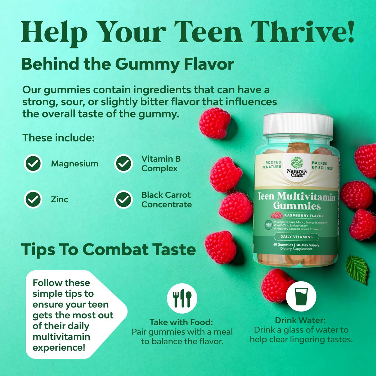 Gummies multivitamines Natures Craft pour adolescents, vue de face