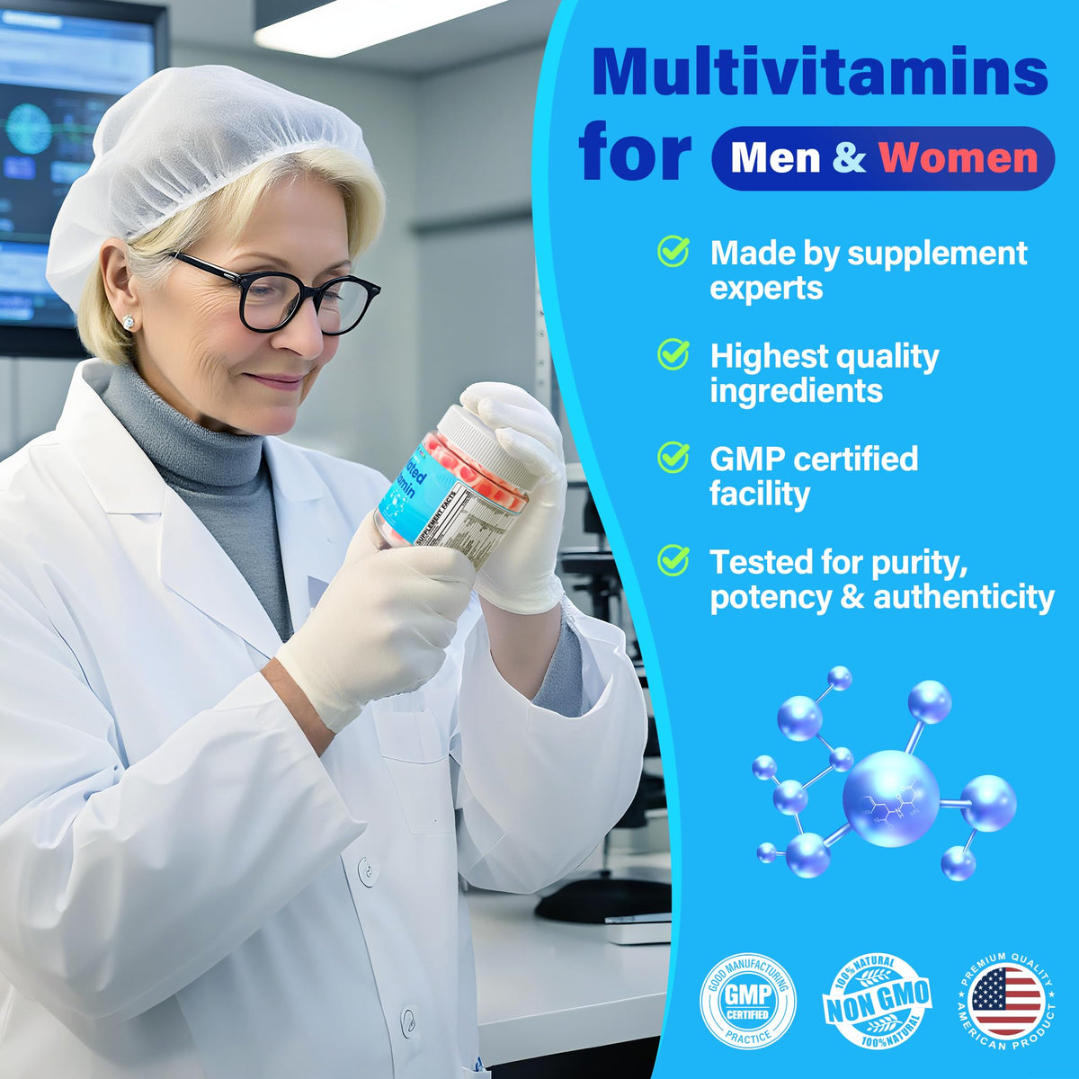Gummies multivitamines NEVISS avec des fruits en arrière-plan