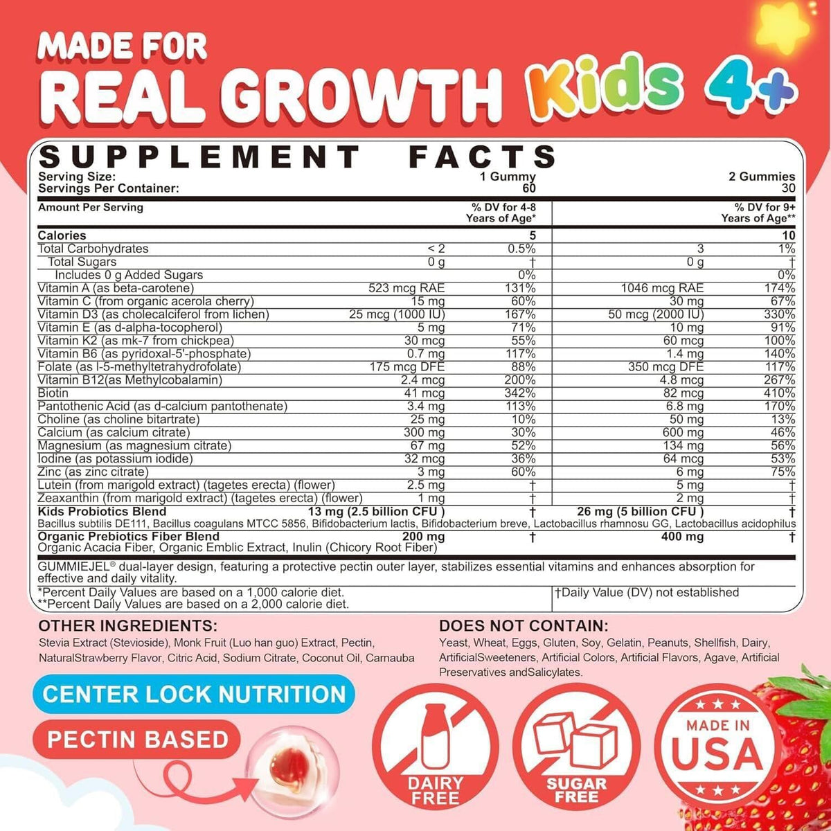 Gummies multivitamines NEVISS pour enfants, présentation des gummies à l'intérieur du pot