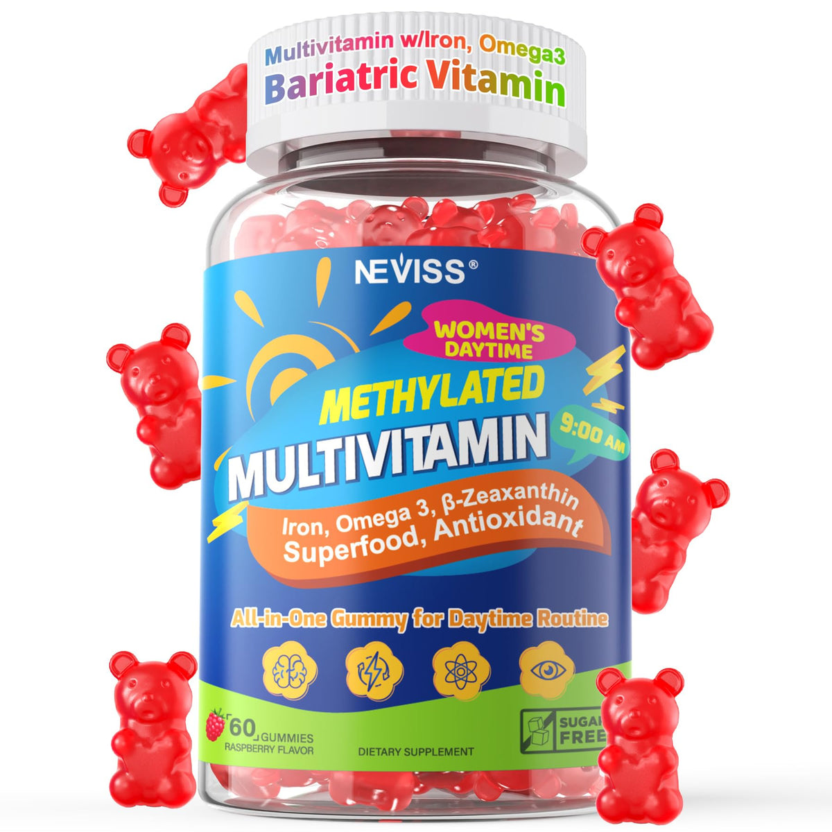 Gummies multivitamines NEVISS pour femmes, vue de face