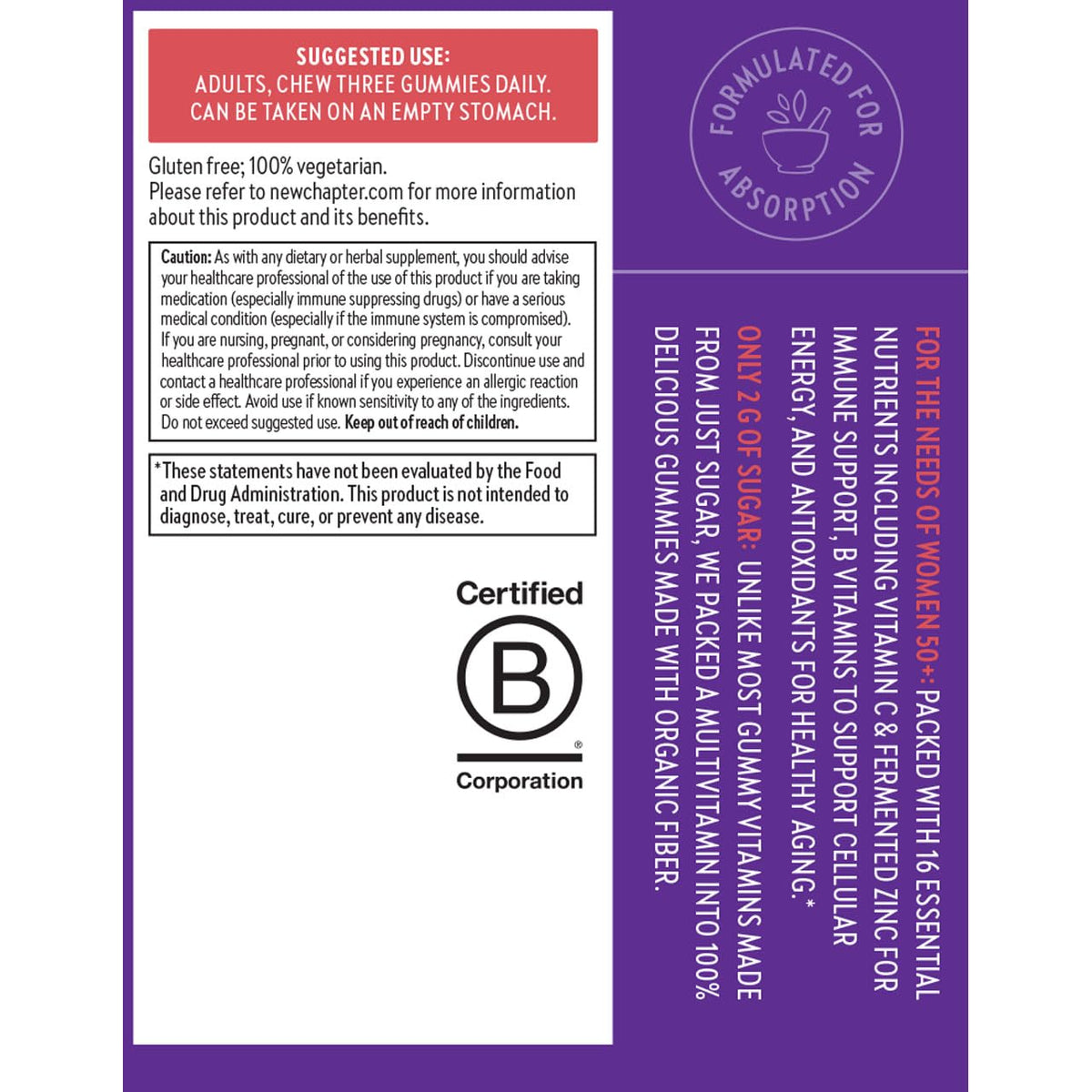 Gummies multivitamines New Chapter Femme 50+ ouvertes