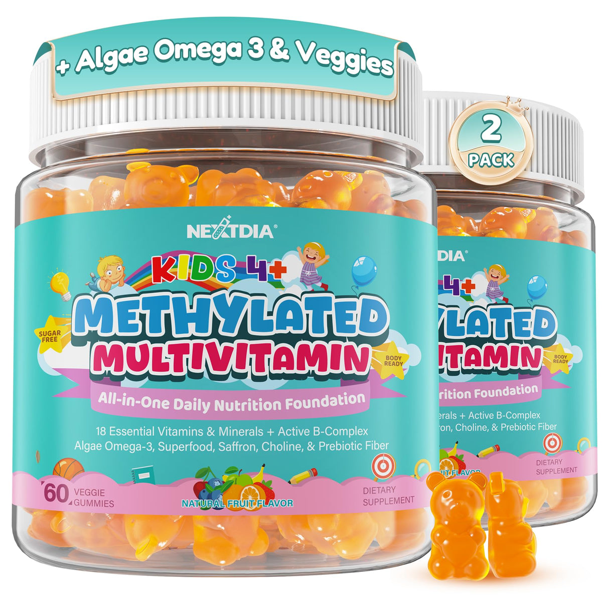 Gummies multivitamines Nextdia en pot avec étiquette visible