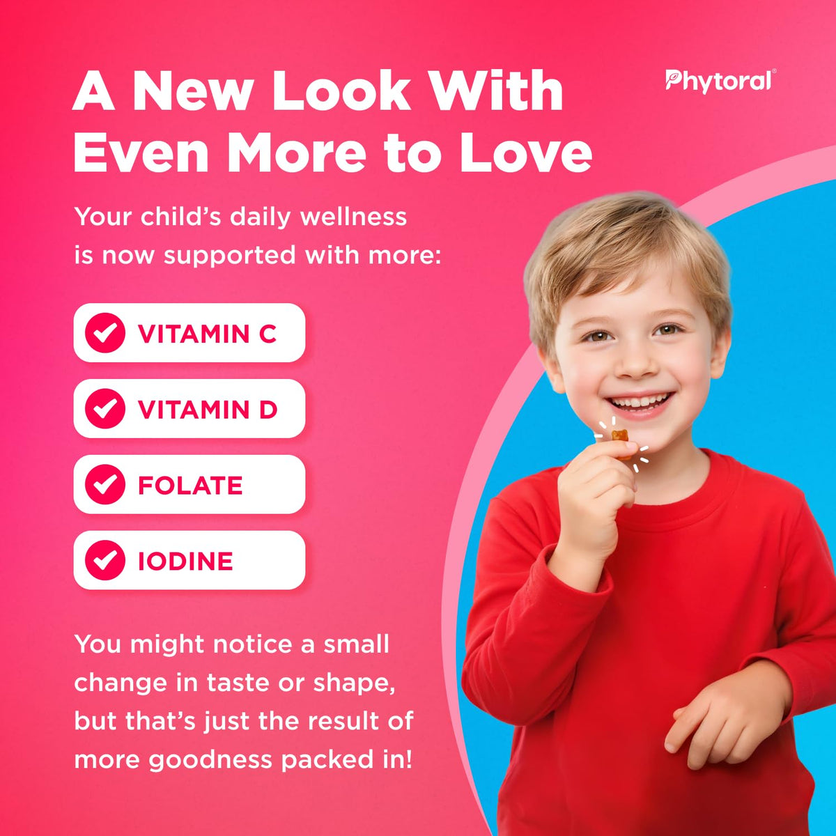 Gummies multivitamines Phytoral pour enfants, format et taille