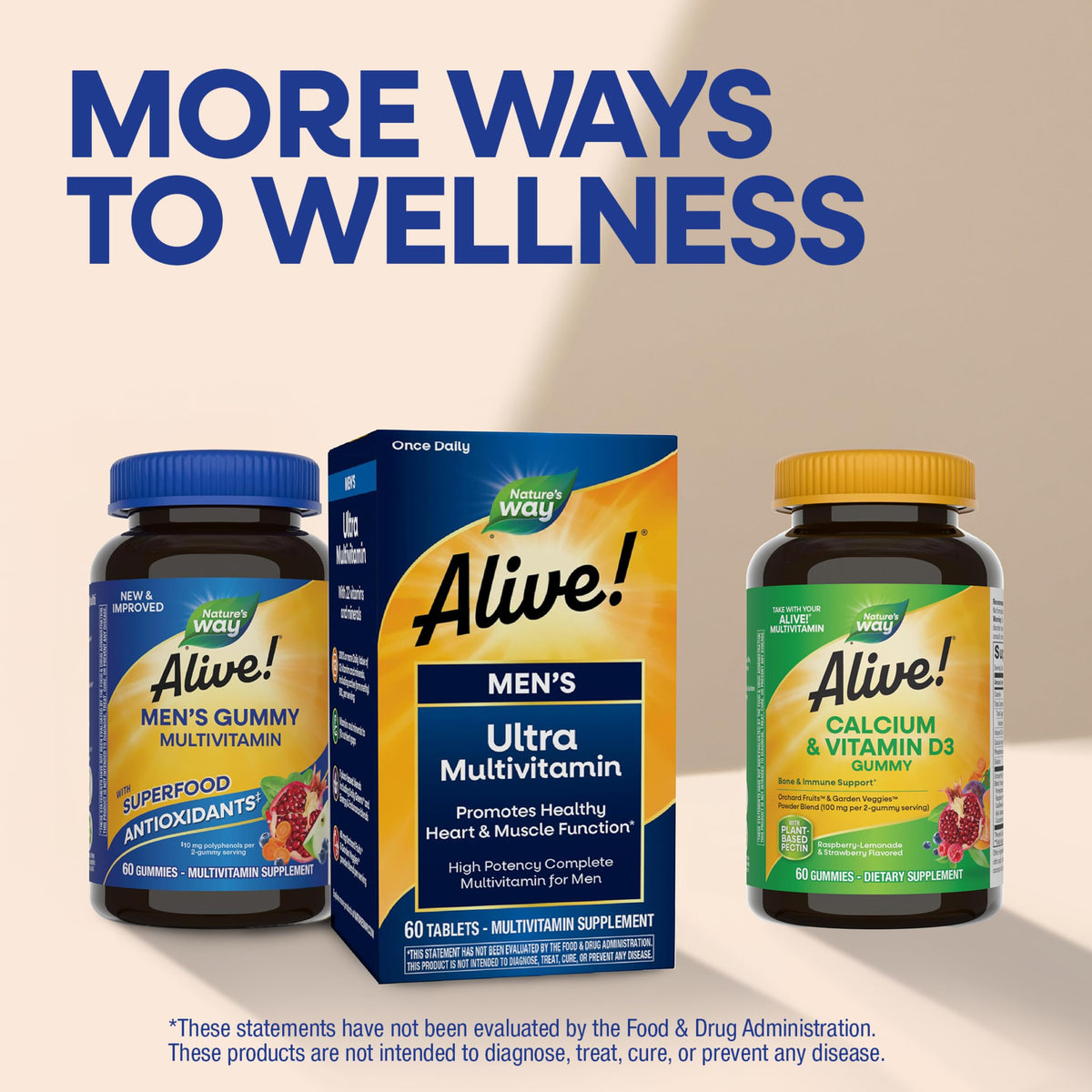 Gummies Multivitamines pour Hommes Nature's Way, mise en scène avec des ingrédients