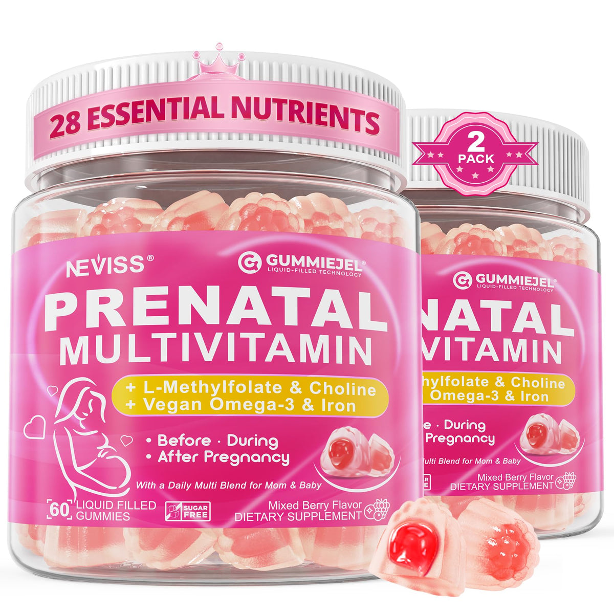 Gummies Multivitamines Prénatales NEVISS 120 gummies en pot