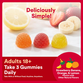 Gummies multivitamines SmartyPants avec un verre d'eau