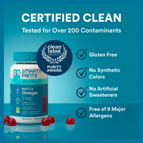 Gummies multivitamines SmartyPants avec un verre d'eau