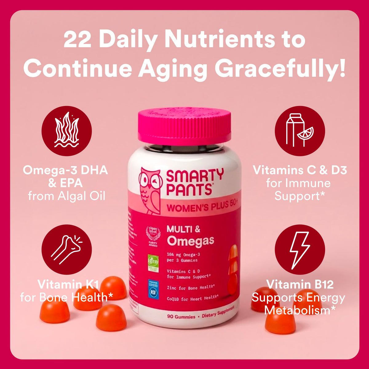 Gummies Multivitamines SmartyPants Femmes 50+ vue de côté