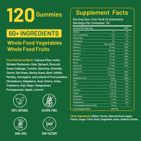 Gummies multivitamines Super Greens Xemenry sur un fond coloré