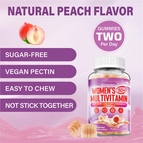 Gummies multivitamines Tcemundry avec des fruits en arrière-plan