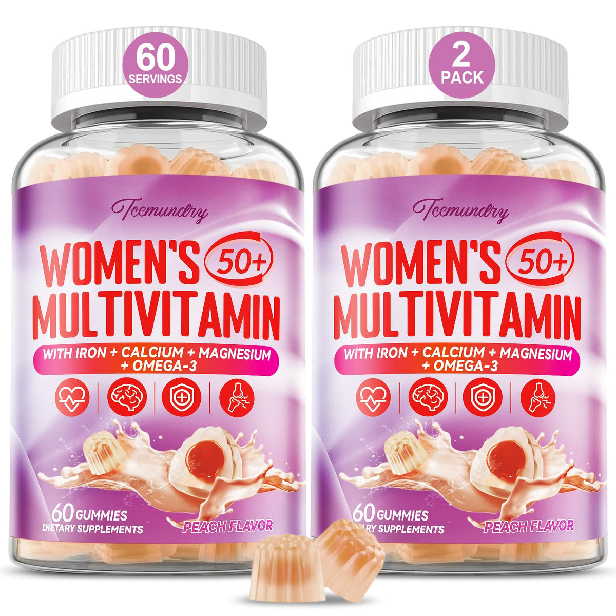 Gummies multivitamines Tcemundry pour femmes 50+ vue de face
