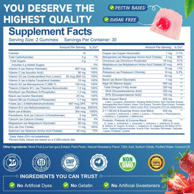Gummies multivitamines Totaria avec goût de fraise, présentation