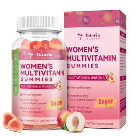 Gummies multivitamines Totaria pour femmes 14+, goût pêche, vue de face