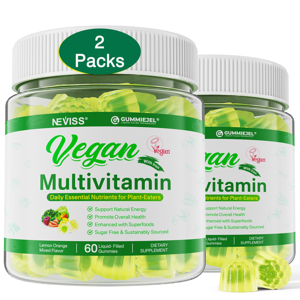 Gummies multivitamines végétaliennes NEVISS paquet avant