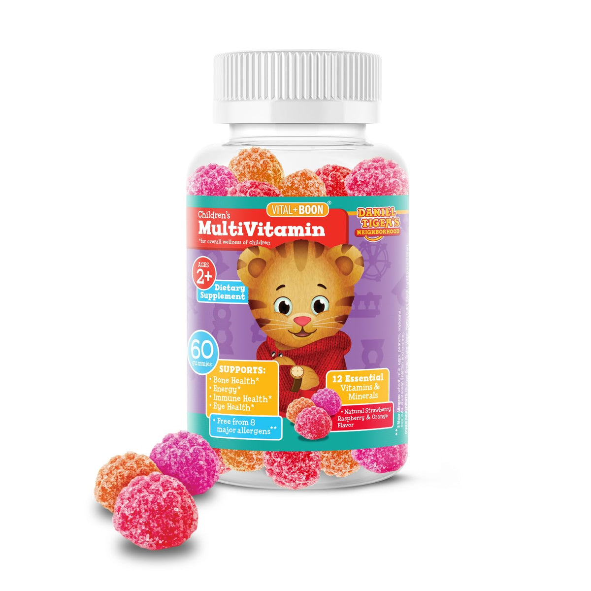 Gummies multivitamines Vital+Boon pour enfants, 60 gummies au goût naturel