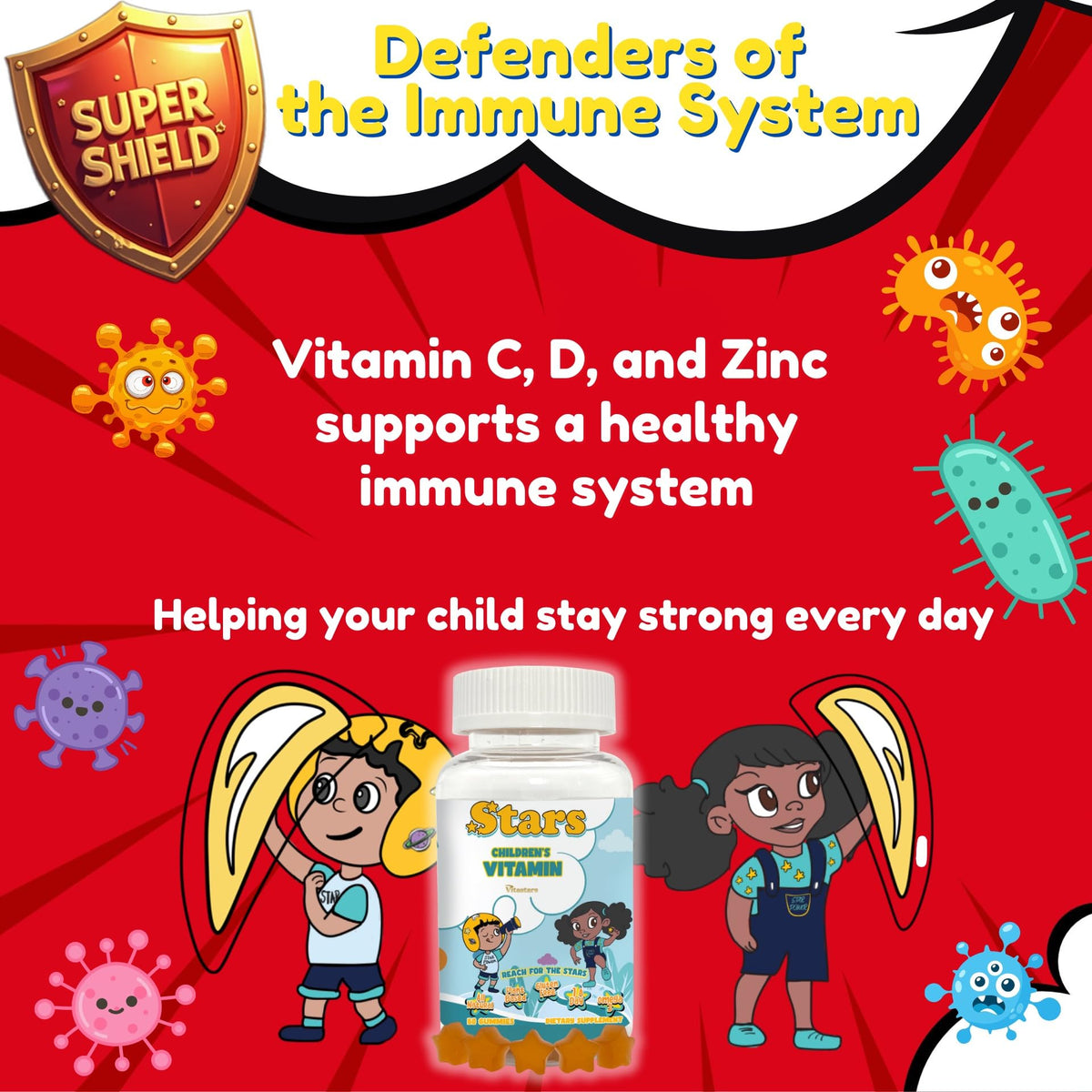 Gummies multivitamines Vitastars en forme d'étoile, couleur ananas