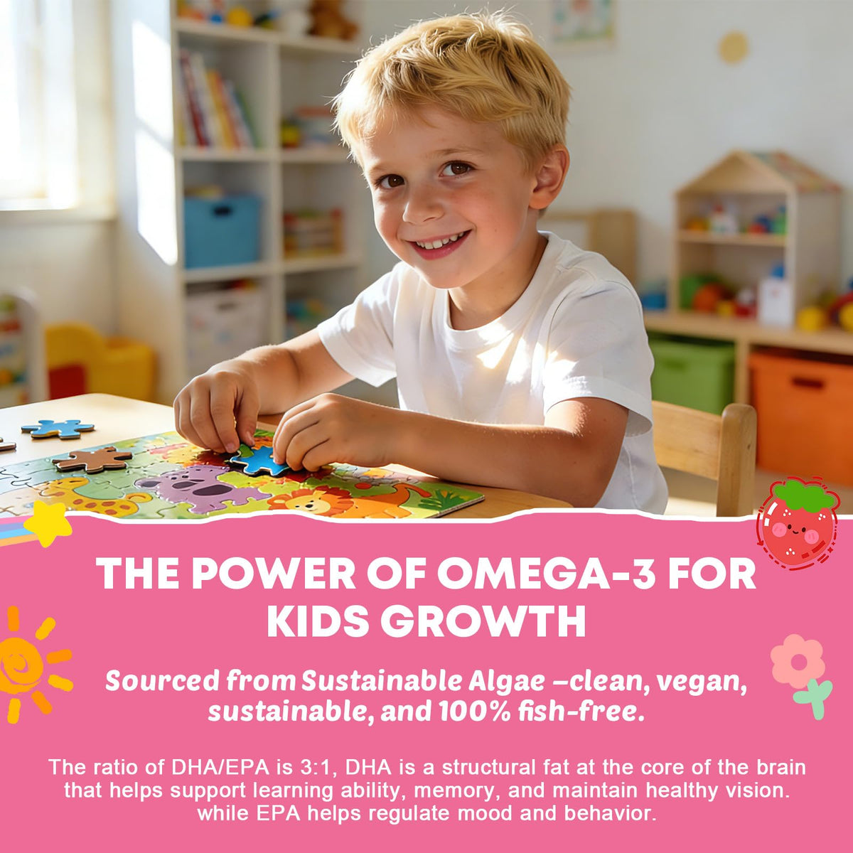 Gummies multivitamines YANLUOBO avec ingrédients en arrière-plan