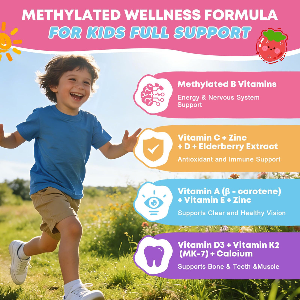 Gummies multivitamines YANLUOBO sur une table avec des fruits
