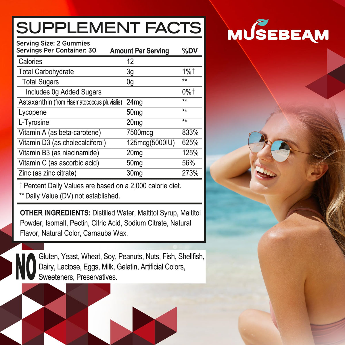 Gummies Musebeam sur une table avec des accessoires de beauté