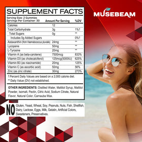 Gummies Musebeam sur une table avec des accessoires de beauté