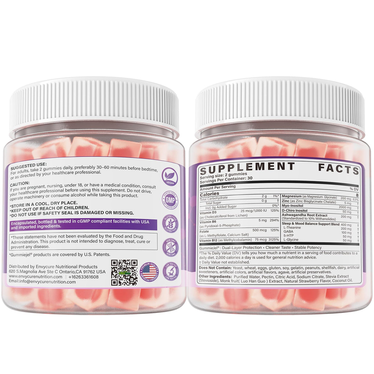 Gummies Myo-Inositol et D-Chiro Inositol EnvyCure, 240g, présentation sur une table