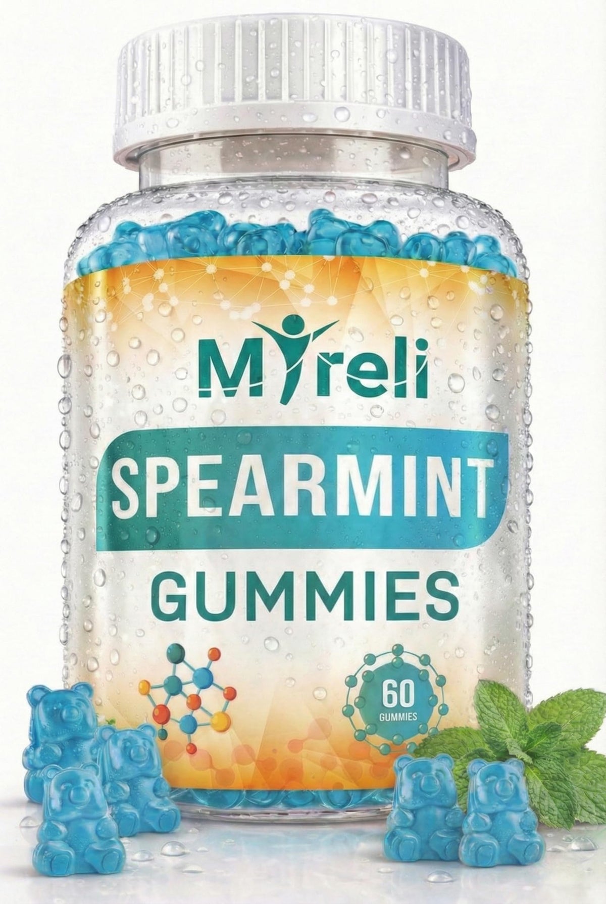 Gummies MYRELI à l'extrait de menthe verte 1000 mg, vue de face