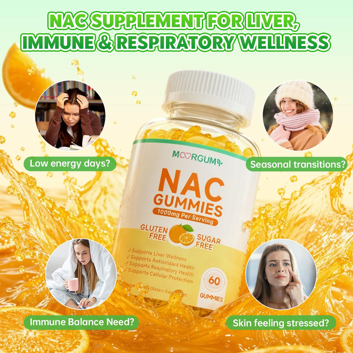 Gummies NAC 1000mg MOORGUMY en portion sur une cuillère